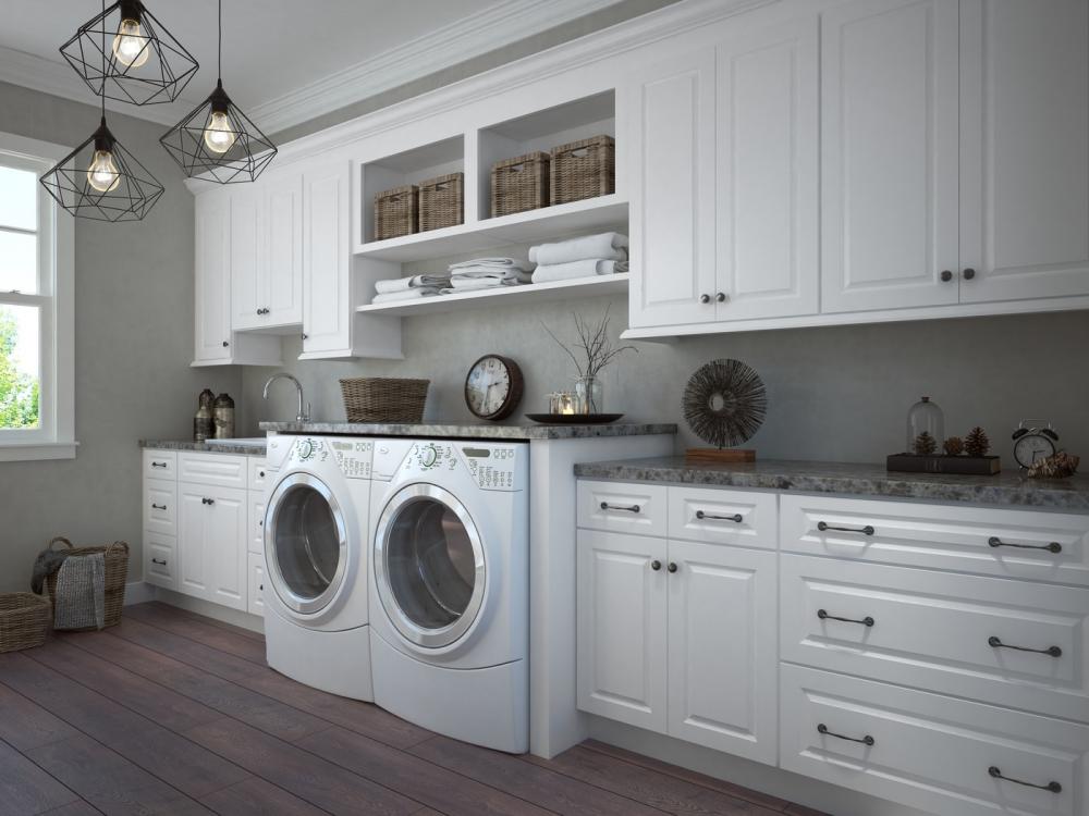 Dakota White Pre Assembled Laundry Room Cabinets The Rta - 24 Inch Deep Wall Cabinets For Laundry Room