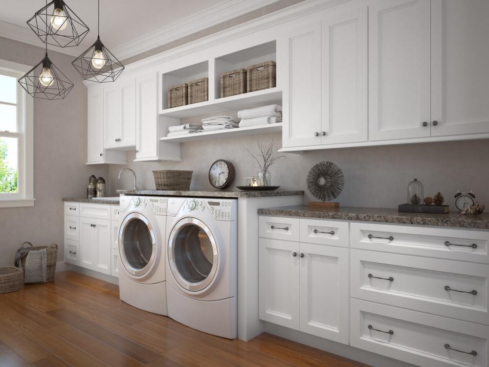 Providence White Pre-Assembled Laundry Room Cabinets - The RTA Store