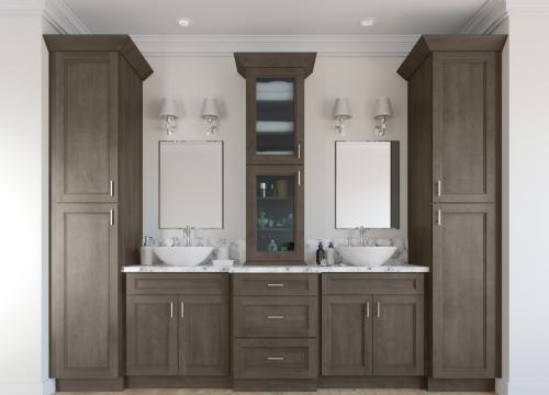 Assemble Bathroom Vanities Cabinets, Double Sink Vanity With Storage Tower
