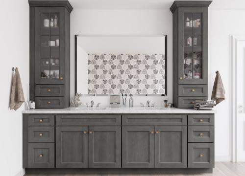 Assemble Bathroom Vanities Cabinets, White Vanity With Hutch