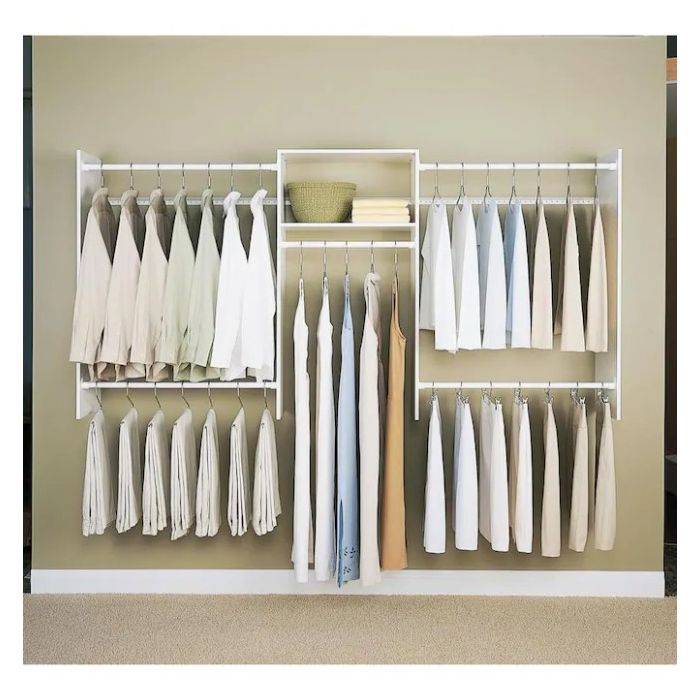 Easy Track 2.1-ft to 2.1-ft W x 7-ft H White Solid Shelving Wood Closet  System
