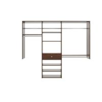 7 Foot Perfect Fit Reach In Closet Storage Wall Mounted Wardrobe Organizer Kit System with Shelves and Drawer