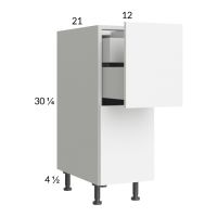 Euro Gloss White 12" 2-Drawer Vanity Base Cabinet with 1 Inner Drawer