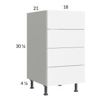 Euro Gloss White 18" 4-Drawer Vanity Base Cabinet