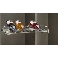 Chrome 30" Wire Pullout Wine Bottle Rack for a 14" Deep Pantry