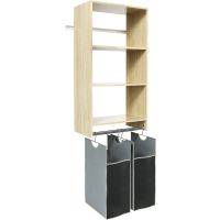 Wall Mounted Wardrobe Closet Storage Organizer Kit System with Shelves and Hanging Hamper Kit