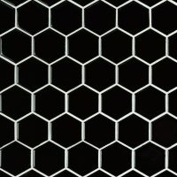 Black 2" Hexagon Glossy Tile