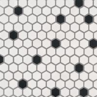 Black And White 1 x 1 Hexagon Matte Tile