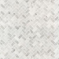 Carrara White 1" x 2" Herringbone Honed Tile