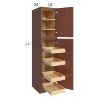 Cambridge Saddle Glaze 18x84x24 Wall Pantry Cabinet with 4 Rollout Trays