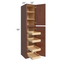 Cambridge Saddle Glaze 18x90x24 Wall Pantry Cabinet with 4 Rollout Trays