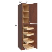 Cambridge Saddle Glaze 18x96x24 Wall Pantry Cabinet with 4 Rollout Trays