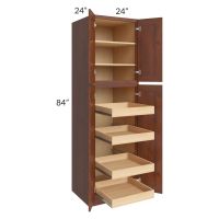Cambridge Saddle Glaze 24x84x24 Wall Pantry Cabinet with 4 Rollout Trays