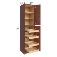Cambridge Saddle Glaze 24x96x24 Wall Pantry Cabinet with 4 Rollout Trays