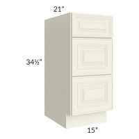 Cambridge Antique White Glaze 15" 3-Drawer Vanity Base Cabinet