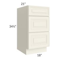 Cambridge Antique White Glaze 18" 3-Drawer Vanity Base Cabinet