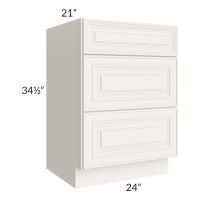 Cambridge Antique White Glaze 24" 3-Drawer Vanity Base Cabinet