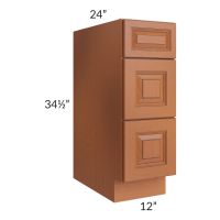 Lexington Cinnamon Glaze 12" 3-Drawer Base Cabinet 