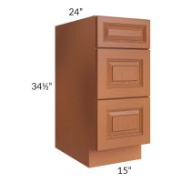 Lexington Cinnamon Glaze 15" 3-Drawer Base Cabinet 