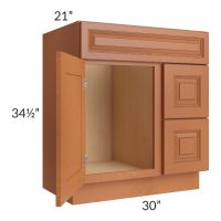 Lexington Cinnamon Glaze 30x21 Vanity Sink Base Cabinet (Door on Left)