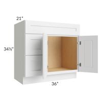 Southport White Shaker 36x21 Vanity Sink Base Cabinet (Doors on Right)