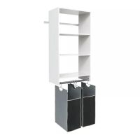Wall Mounted Wardrobe Closet Storage Organizer Kit System with Shelves and Hanging Hamper Kit