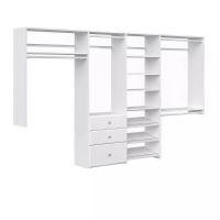 Dual Tower Closet Storage Wall Mounted Wardrobe Organizer Kit System with Shelves and Drawers
