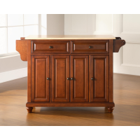 Cambridge Natural Wood Top Kitchen Island in Classic Cherry Finish