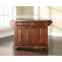 LaFayette Stainless Steel Top Kitchen Island in Classic Cherry Finish