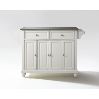 Cambridge Stainless Steel Top Kitchen Island in White Finish