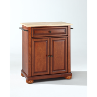 Alexandria Natural Wood Top Portable Kitchen Island in Classic Cherry Finish