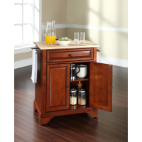 LaFayette Natural Wood Top Portable Kitchen Island in Classic Cherry Finish