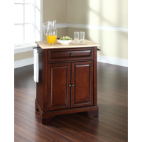 LaFayette Natural Wood Top Portable Kitchen Island in Vintage Mahogany Finish