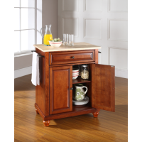 Cambridge Natural Wood Top Portable Kitchen Island in Classic Cherry Finish