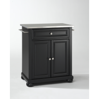 Alexandria Stainless Steel Top Portable Kitchen Island in Black Finish