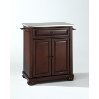Alexandria Stainless Steel Top Portable Kitchen Island in Vintage Mahogany Finish