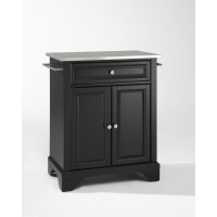 LaFayette Stainless Steel Top Portable Kitchen Island in Black Finish