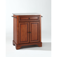 LaFayette Stainless Steel Top Portable Kitchen Island in Classic Cherry Finish