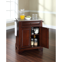 LaFayette Stainless Steel Top Portable Kitchen Island in Vintage Mahogany Finish