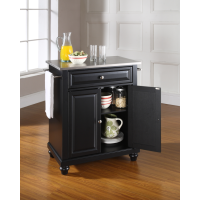Cambridge Stainless Steel Top Portable Kitchen Island in Black Finish