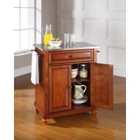 Cambridge Stainless Steel Top Portable Kitchen Island in Classic Cherry Finish