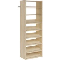 Essential Tower Closet Storage Wall Mounted Organizer Kit System with Shelves and Hanging Rod