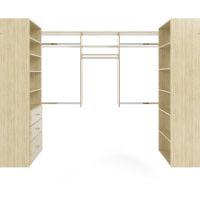 L Shaped Walk In Closet Storage Wall Mounted Wardrobe Organizer Kit System with Shelves and Drawers