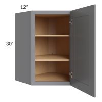 Grey Shaker 24x30 Wall Diagonal Corner Cabinet 