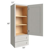 Midtown Light Grey Shaker 18x48x15 Wall Cabinet with Drawers