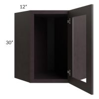 Espresso Bean 24x30 Wall Diagonal Corner Glass Door Cabinet