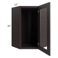 Espresso Bean 24x36 Wall Diagonal Corner Glass Door Cabinet