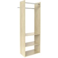 Vertical Hanging Tower Closet Storage Solution Organizer Accessory Kit with Clothes Rod and 2 Open Shelves