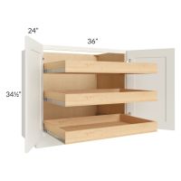 Linen Shaker 36" Full Height Base Cabinet with 3 Rollout Trays
