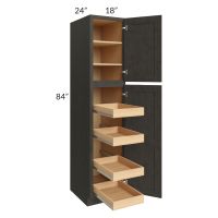 Charcoal Grey Shaker 18x84x24 Wall Pantry Cabinet with 4 Rollout Trays